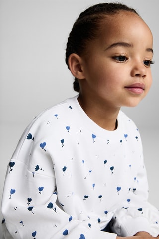 Sweat-shirt coton imprimé - Blanc