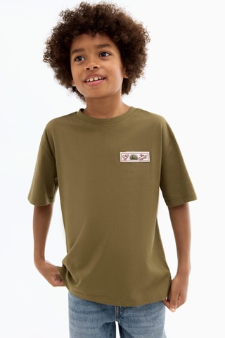 T-shirt imprimé manches courtes - Vert olive