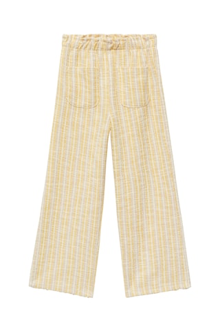 Pantalon texturé rayures - Jaune
