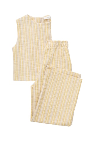 Pantalon texturé rayures - Jaune