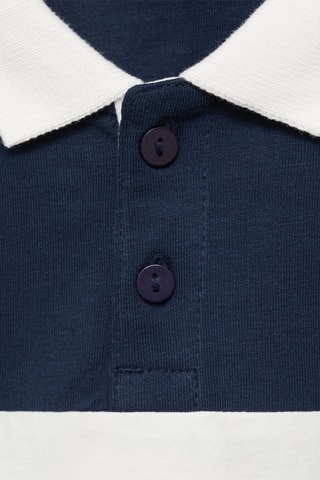 Polo coton à rayures - Bleu marine