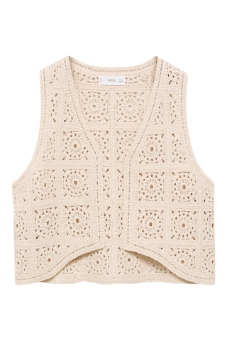 Gilet maille crochet - Beige