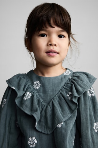 Blouse imprimée à volants - Vert