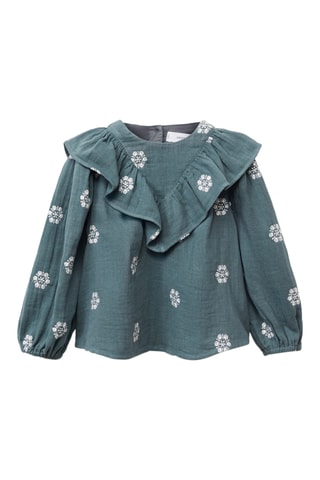 Blouse imprimée à volants - Vert