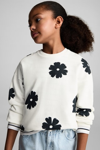 Sweat-shirt imprimé à fleurs - Blanc