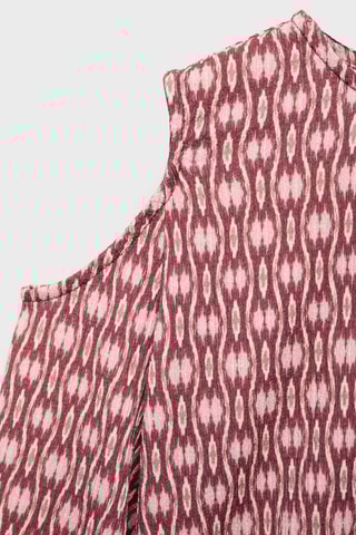 Robe froncée imprimée - Rouge