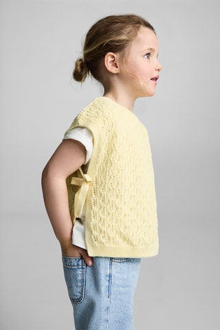 Gilet maille détails ajourés - Jaune