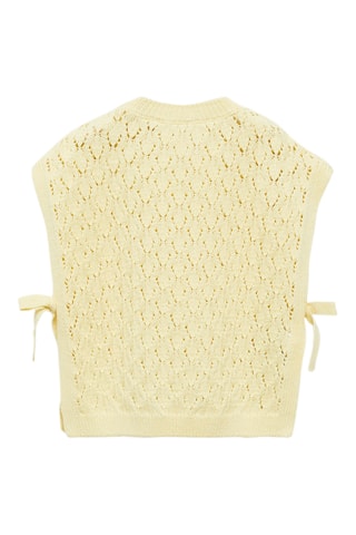 Gilet maille détails ajourés - Jaune