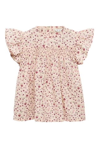 Blouse en imprimé fleuri volants - Rose