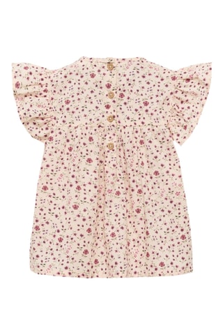 Blouse en imprimé fleuri volants - Rose