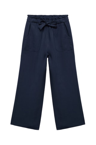 Pantalon ceinture noeud - Bleu marine