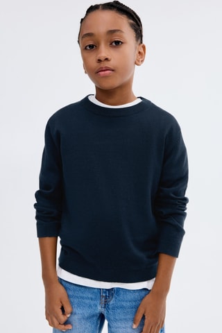 Pull-over basique coton - Bleu marine