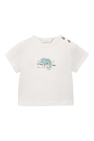 T-shirt coton motif en relief - Blanc