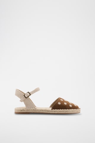 Espadrilles à brides à fleurs - Marron