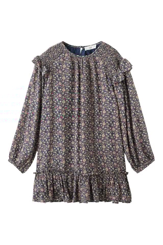 Robe imprimée à volants - Bleu marine