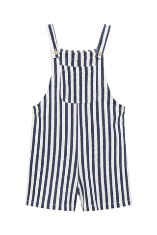 Salopette courte rayures - Bleu marine