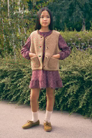 Robe fleurie froncée - Rouge