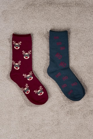 Pack 2 paires de chaussettes de Noël - Rouge