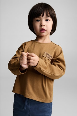 T-shirt à empiècement drapeau - Ocre