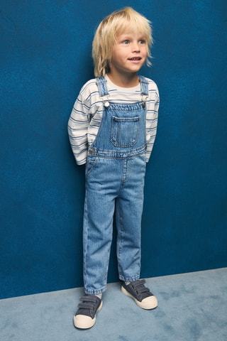 Salopette longue en jean poche - Bleu clair
