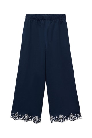 Pantalon coton broderie suisse - Bleu marine