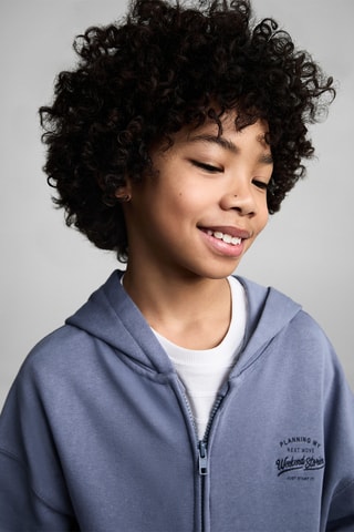 Sweat-shirt ouvert capuche - Bleu