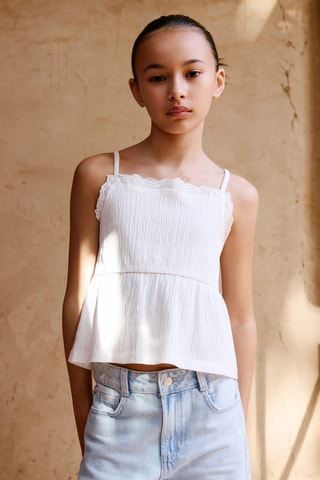 Top broderie suisse - Blanc