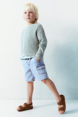 Bermuda en jean cargo - Bleu