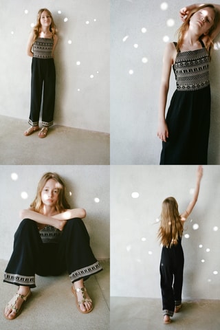 Combinaison empiècement brodé - Noir