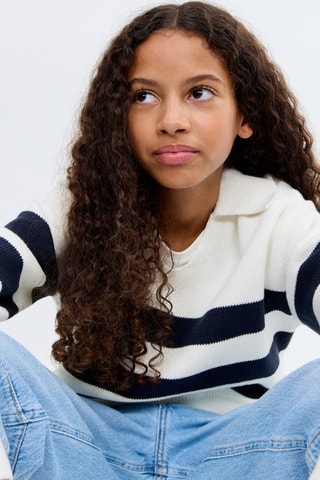 Pull-over maille col polo - Blanc