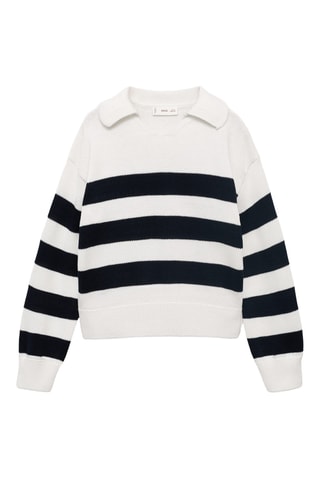 Pull-over maille col polo - Blanc