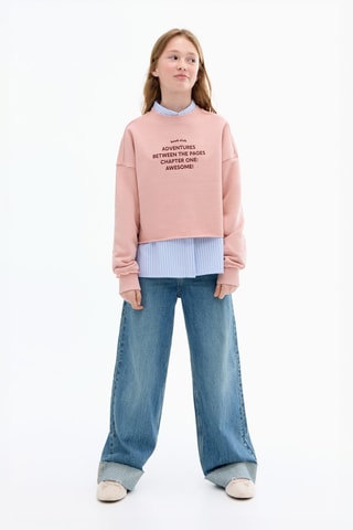 Sweater message imprimé - Rose