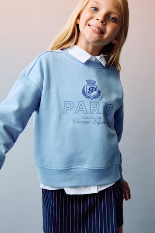 Sweat brodé et imprimé - Bleu céleste