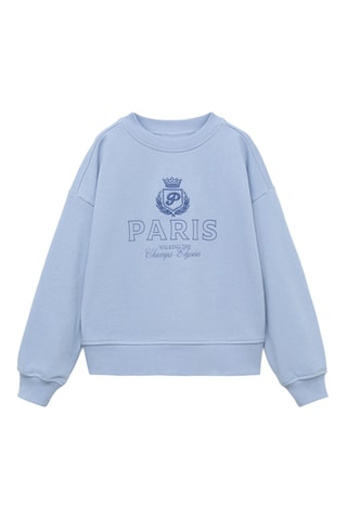 Sweat brodé et imprimé - Bleu céleste