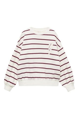 Sweat-shirt brodé rayures - Rouge