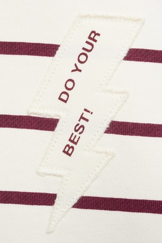 Sweat-shirt brodé rayures - Rouge