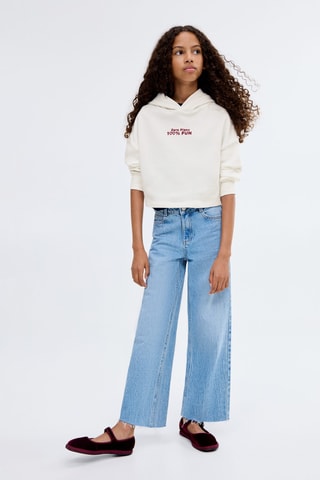 Sweat-shirt imprimé capuche - Blanc