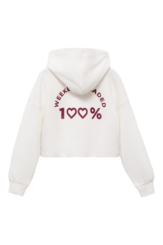 Sweat-shirt imprimé capuche - Blanc