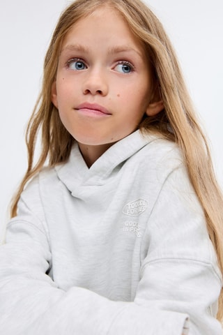 Sweat-shirt imprimé capuche - Gris clair