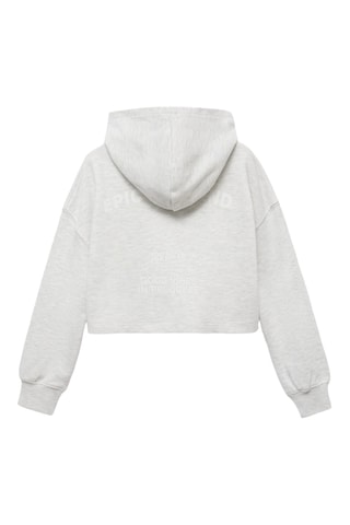 Sweat-shirt imprimé capuche - Gris clair