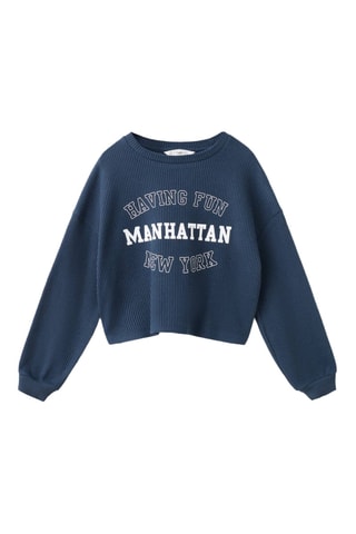 Sweater imprimé coton - Bleu marine