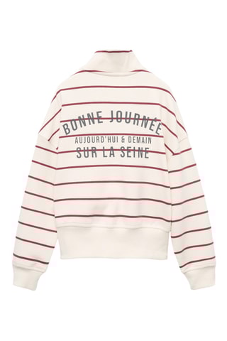 Sweat rayé avec inscription imprimée - Blanc