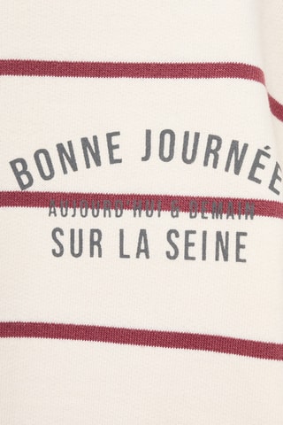 Sweat rayé avec inscription imprimée - Blanc