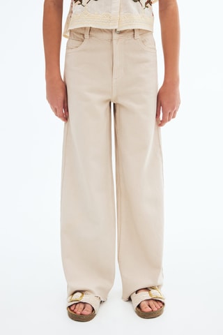 Jean wideleg revers effilochés - Sable