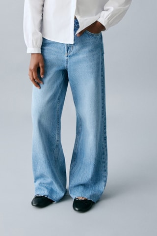 Jean wideleg revers effilochés - Bleu