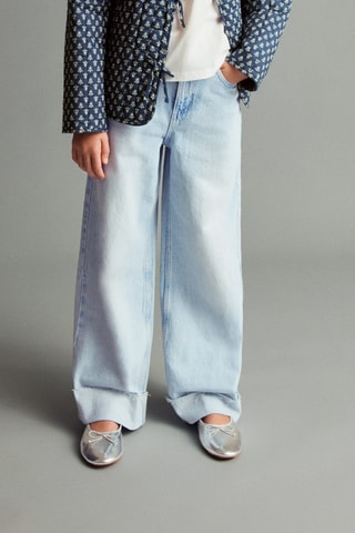 Jean wideleg à revers - Bleu clair