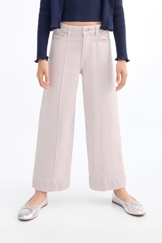 Jean style jupe-culotte détail couture - Violet clair