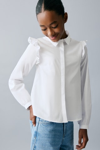 Chemise détail volants - Blanc