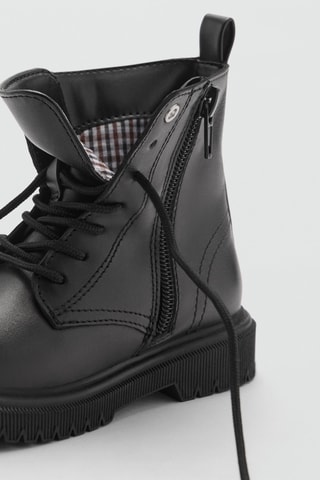 Bottines cuir lacets - Noir