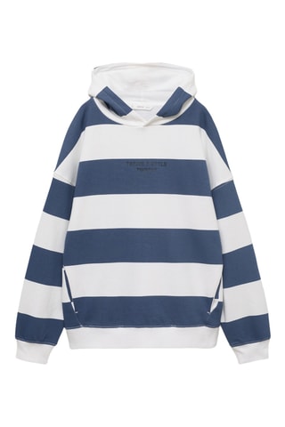 Sweat-shirt rayures capuche - Bleu